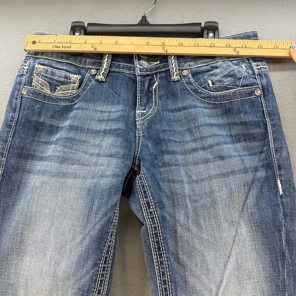 Vigoss Jeans Women's 3x21 Blue The York Capri Leather Studded Embellished - Picture 10 of 14